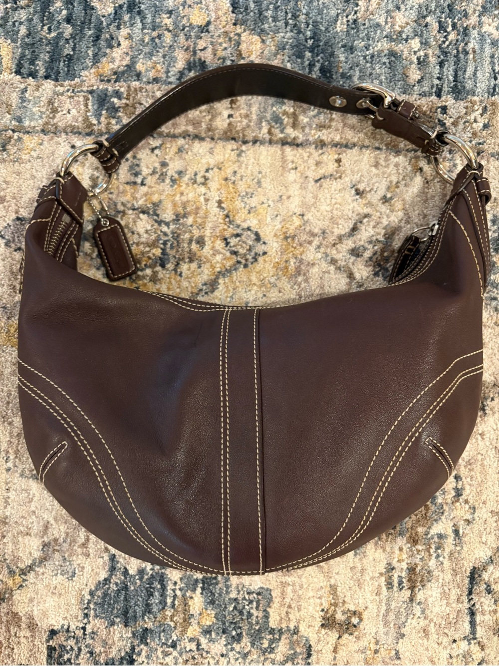 Coach Soho Hobo Shoulder Bag Leather Dark Brown Vintage Y2K Boho Classic Minimal